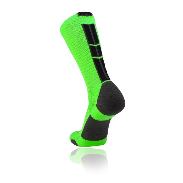 TCK Baseline 3.0 Crew Lacrosse Sock - Black/Neon Green - Top String Lacrosse