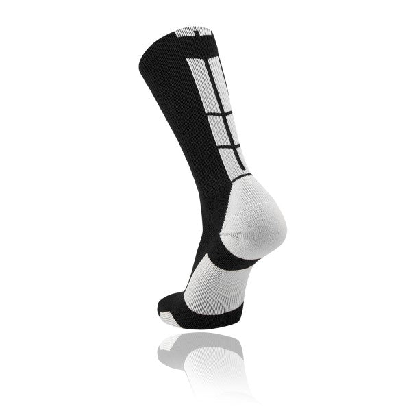 TCK Baseline 3.0 Crew Lacrosse Sock - Black/White - Top String Lacrosse