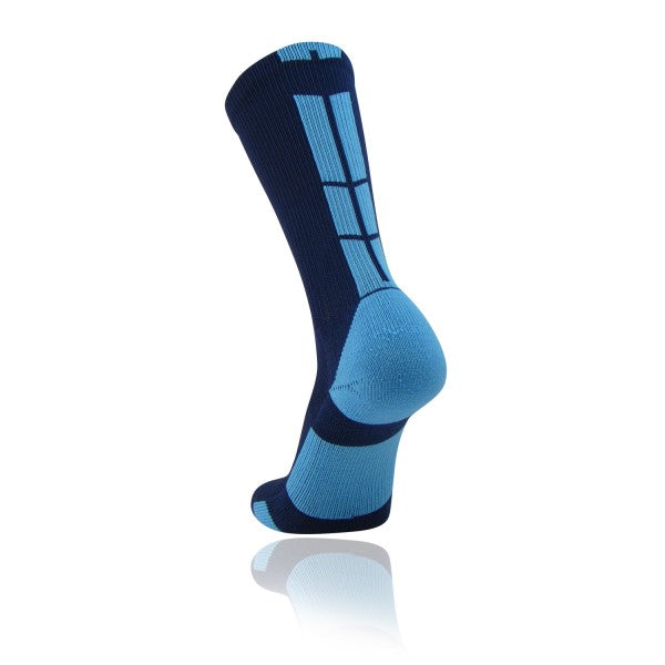 TCK Baseline 3.0 Crew Lacrosse Sock - Navy Blue/Carolina Blue - Top String Lacrosse