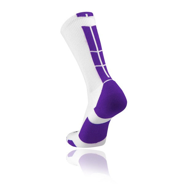 TCK Baseline 3.0 Crew Lacrosse Sock - White/Purple - Top String Lacrosse