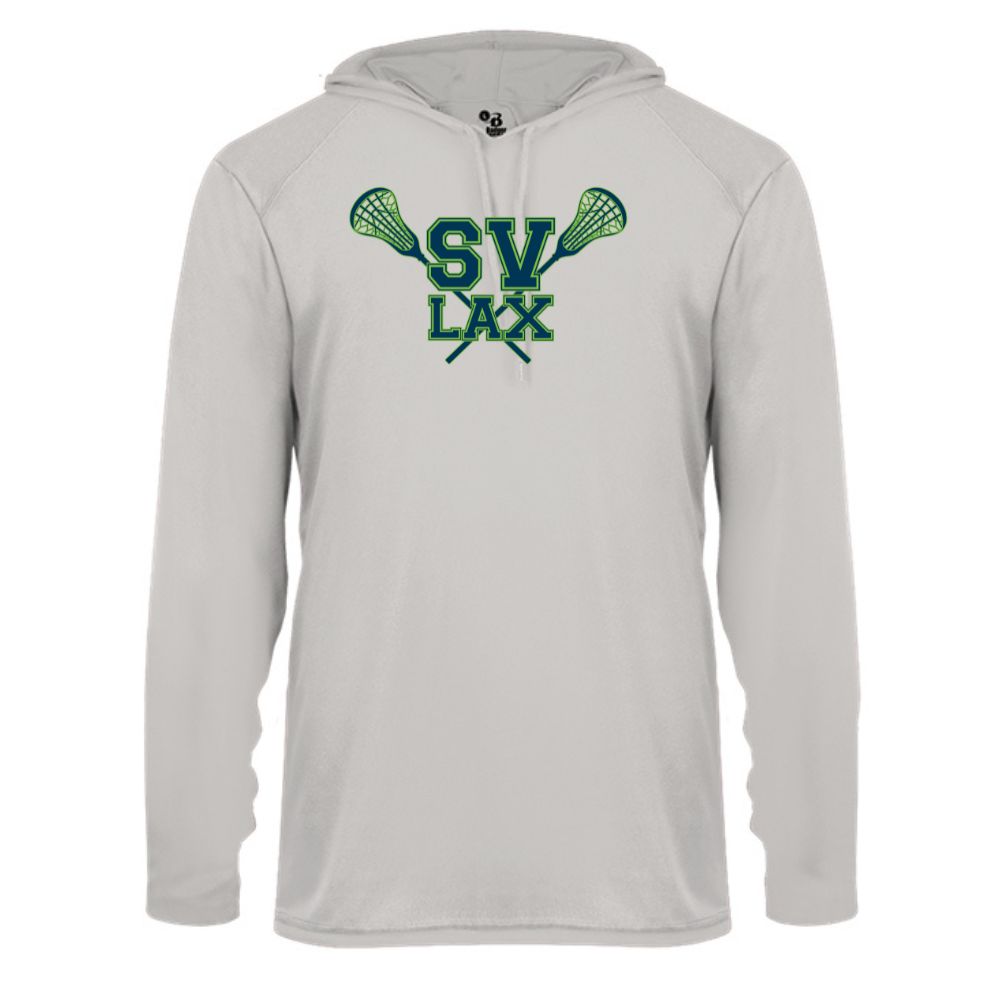 SVGYL - Adult Performance Long Sleeve Hooded T-Shirt - Silver