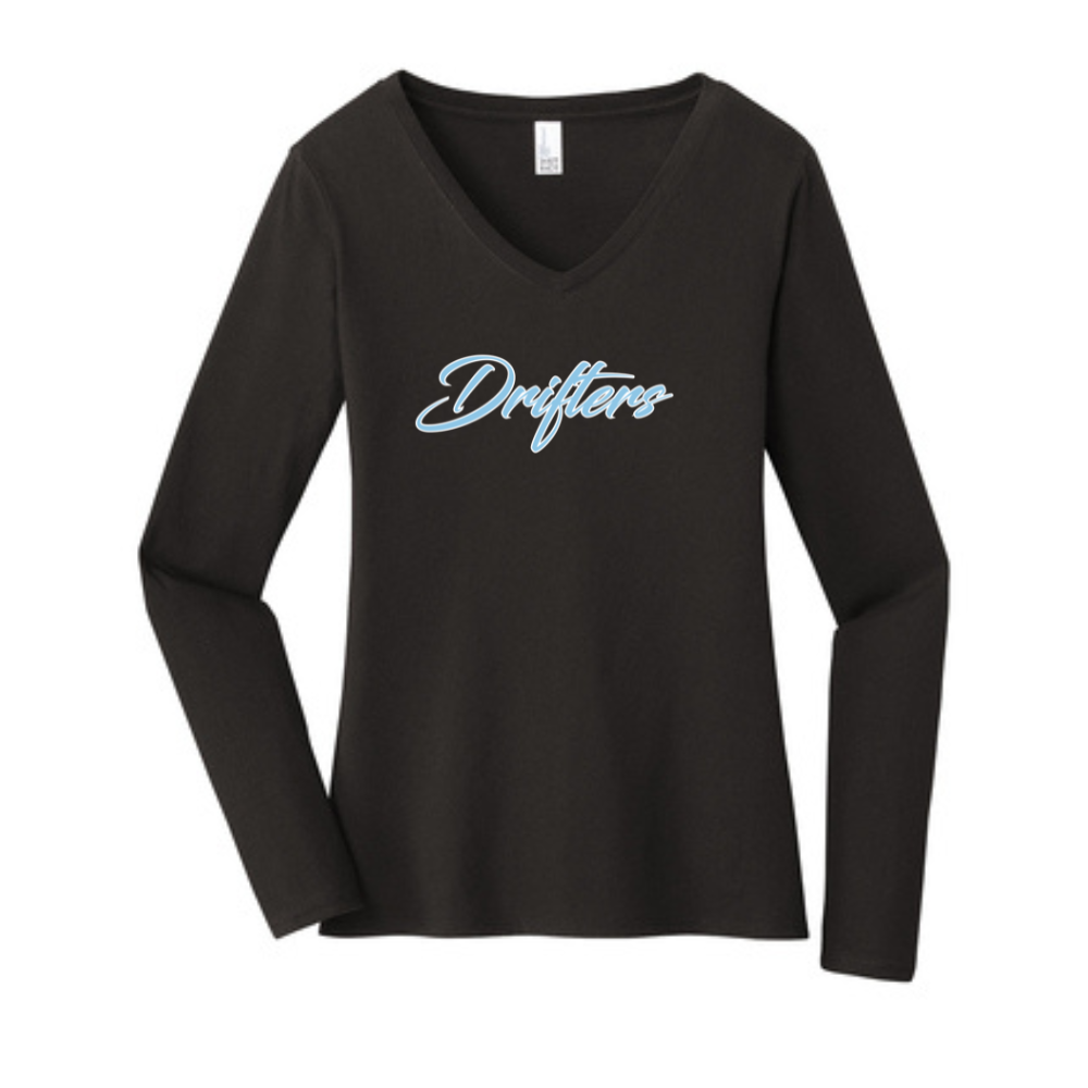 Drifters Women's Long Sleeve V-Neck T-Shirt - Black