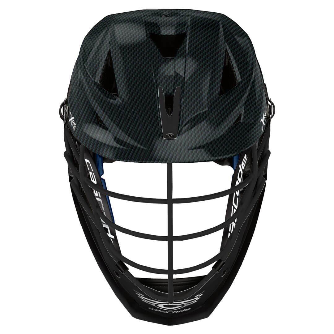 Cascade XRS Pro Helmet - Carbon Shell - Black Mask - Black Chin - Black Strap - Top String Lacrosse