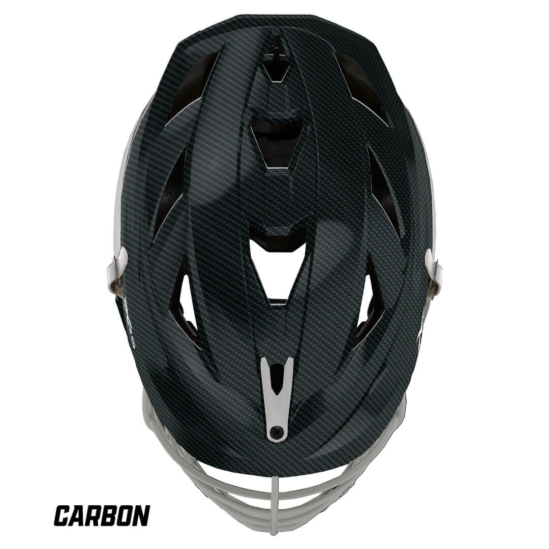 Cascade XRS Pro Helmet - Carbon Shell - White Mask - White Chin - White Strap - Top String Lacrosse