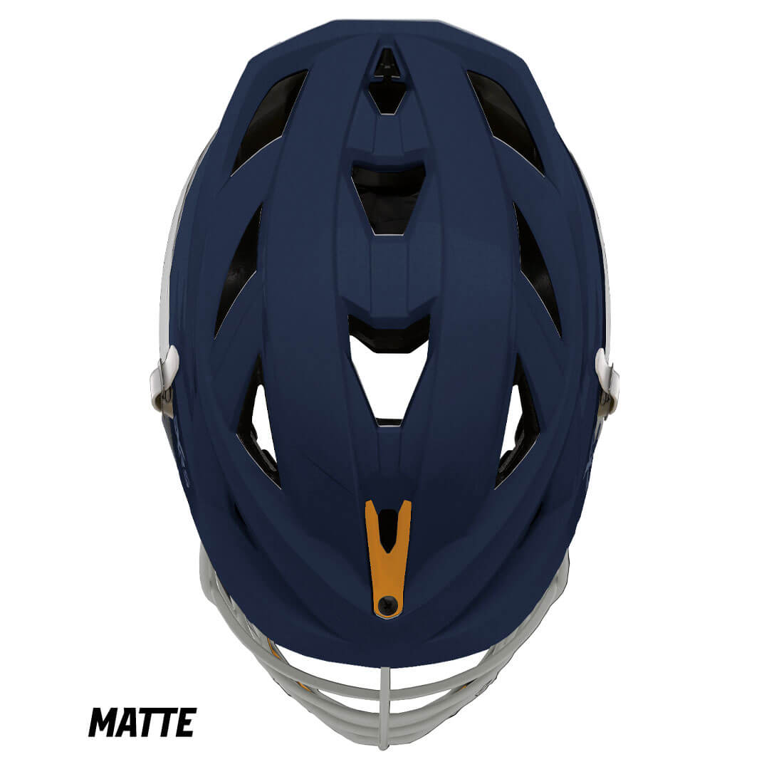 Cascade XRS Pro Helmet - Matte Navy Shell - White Mask - Athletic Gold Chin - White Strap - Top String Lacrosse