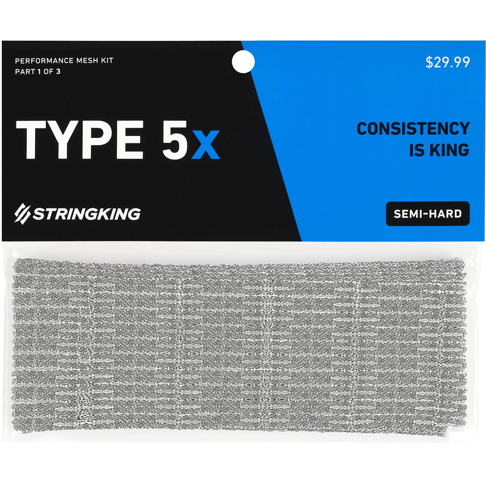 StringKing Type 5x Lacrosse Mesh - Heathered Gray | Top String Lacrosse