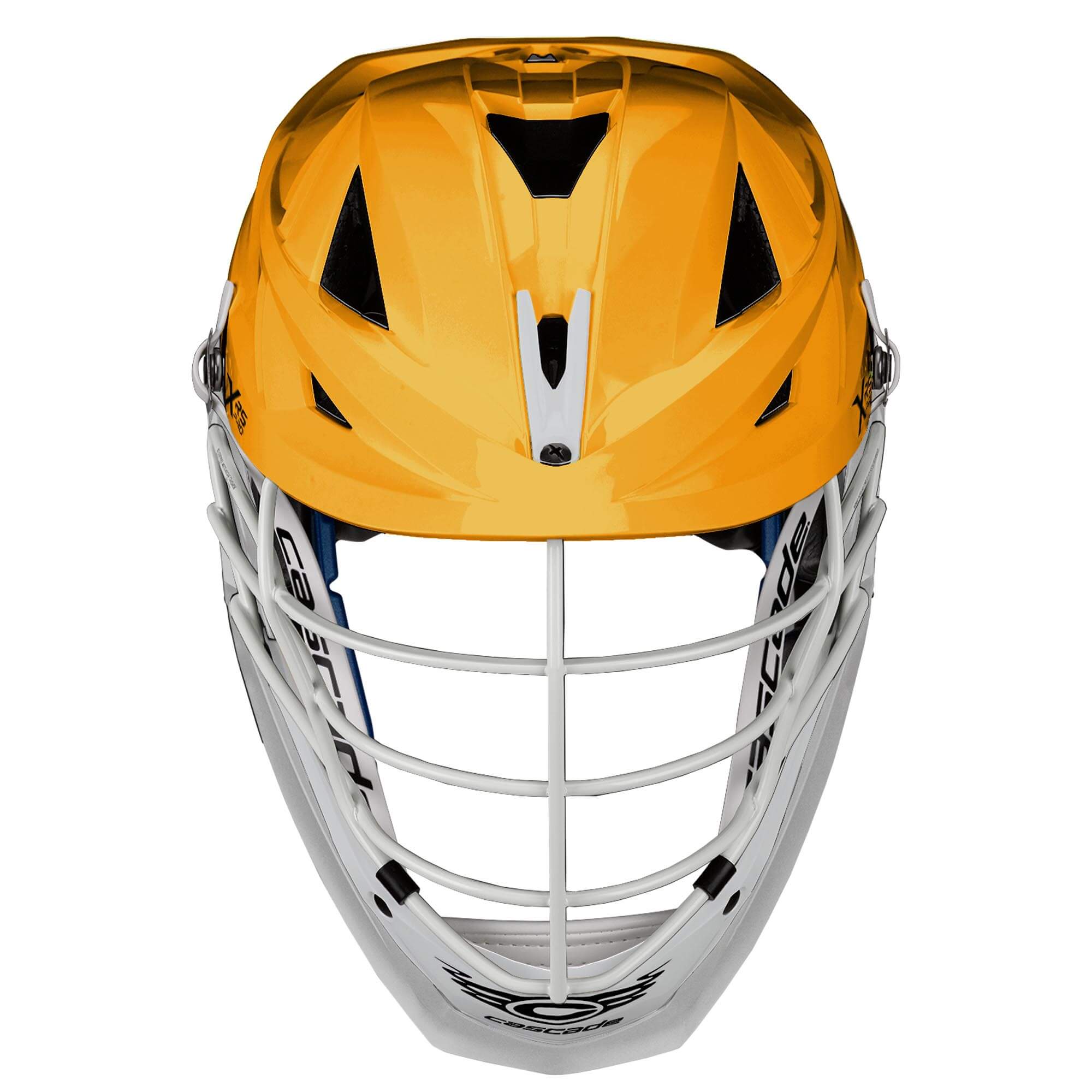 Cascade XRS Pro Helmet - Athletic Gold Shell - White Mask - White Strap | Top String Lacrosse