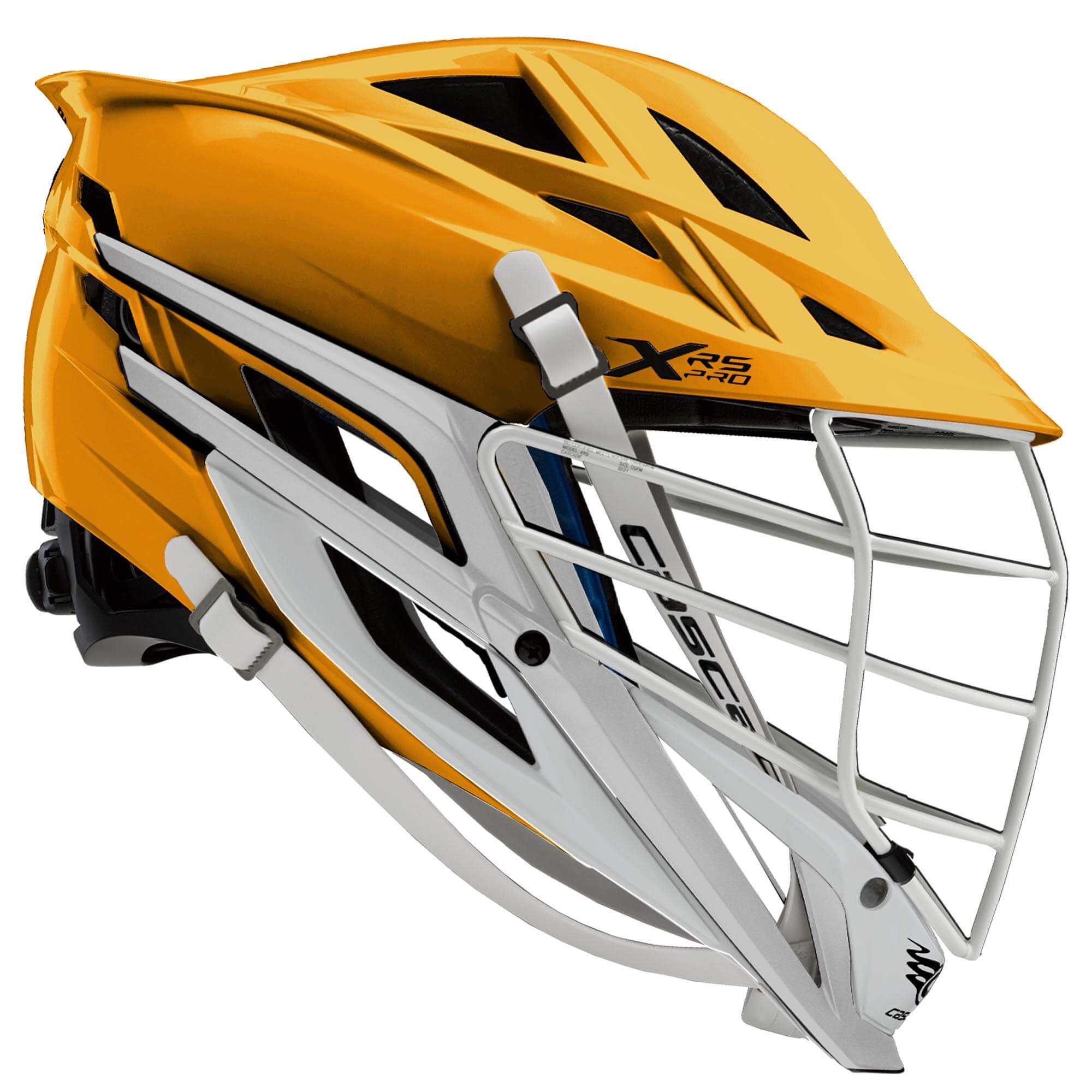 Cascade XRS Pro Helmet - Athletic Gold Shell - White Mask - White Strap | Top String Lacrosse