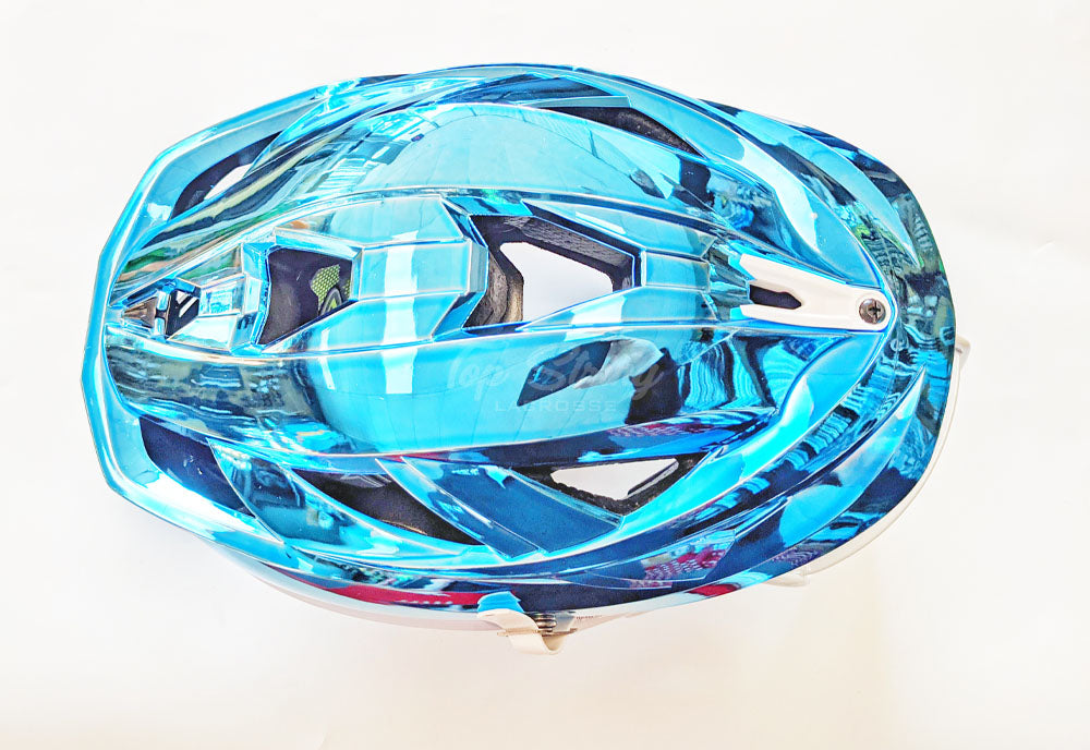 Cascade XRS Pro Helmet - Carolina Blue Chrome Shell - White Mask - White Chin - White Strap - Top String Lacrosse