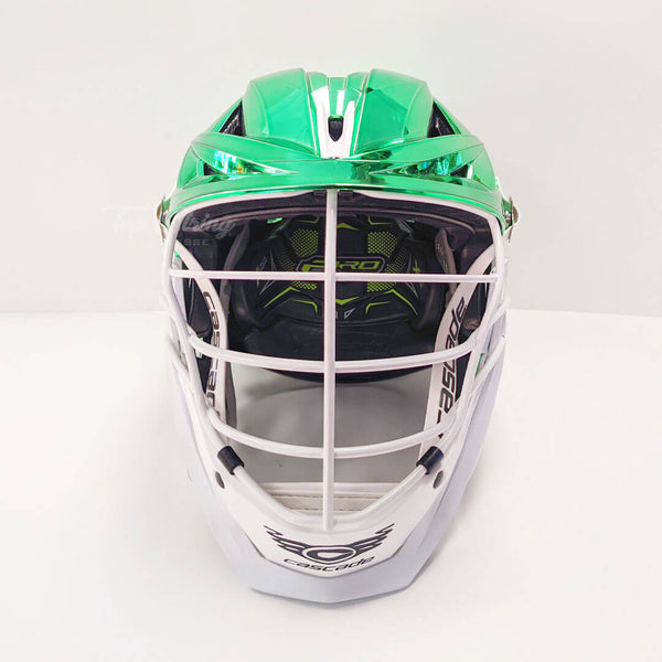 Cascade String Cascade XRS Pro Helmet - Green Chrome Shell - White Mask - White Chin ...