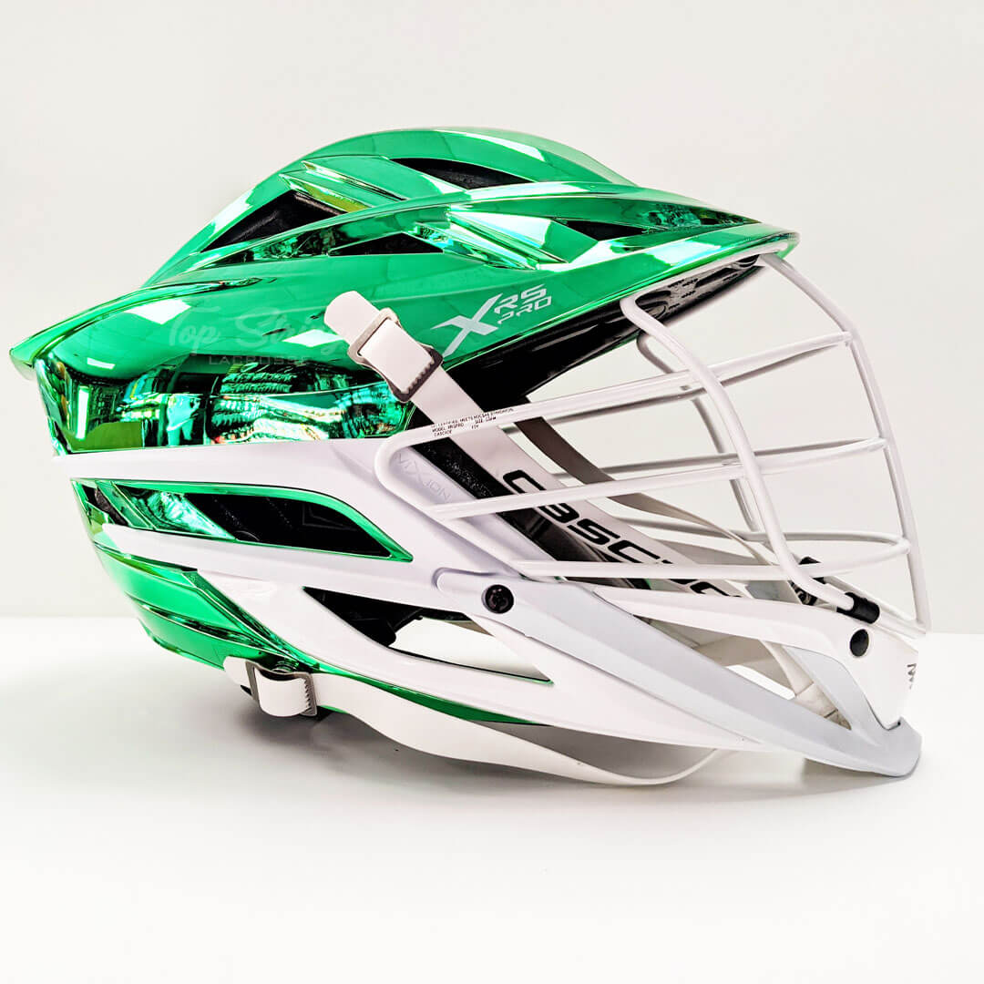 Cascade XRS Pro Helmet - Green Chrome Shell - White Mask - White Chin - White Strap