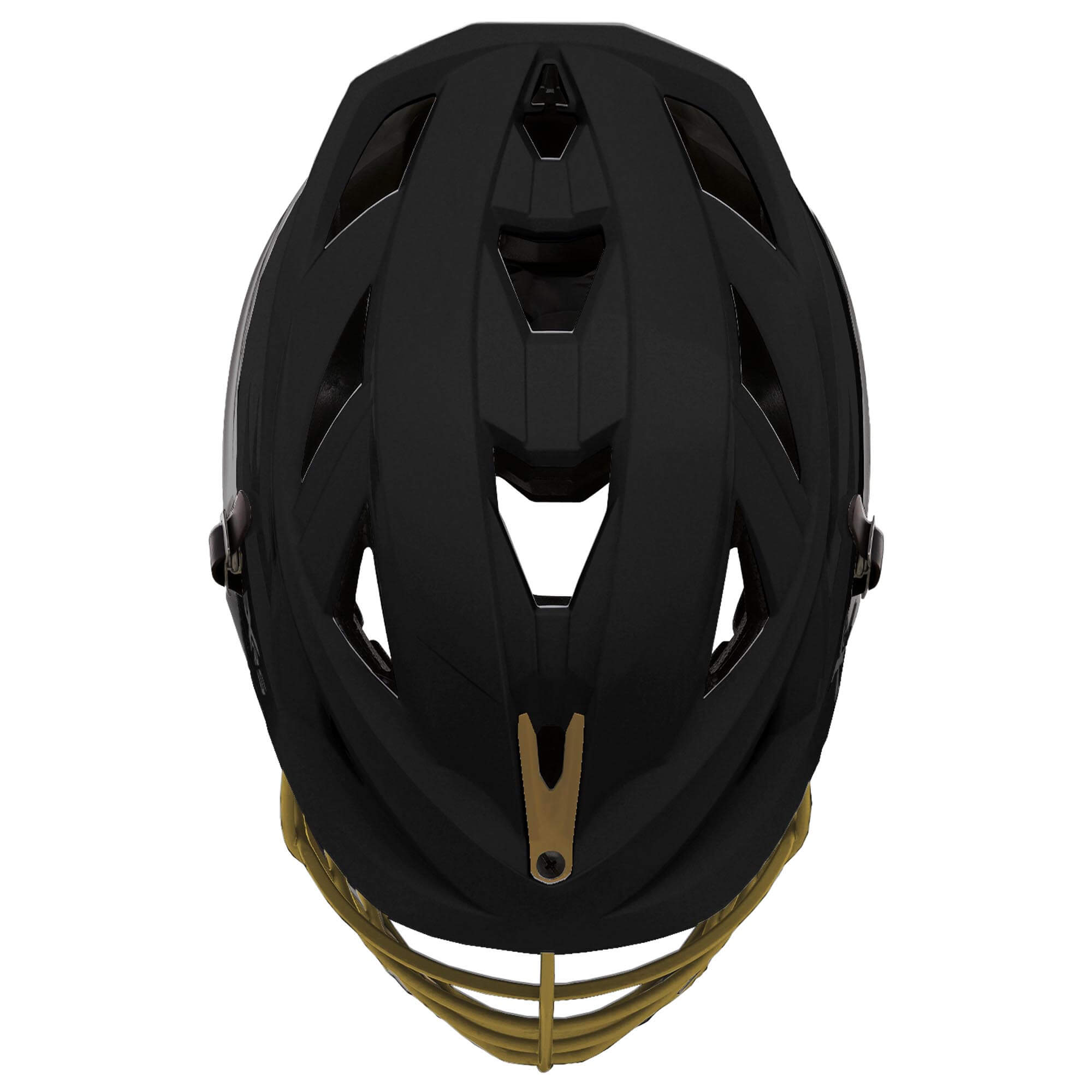 Cascade XRS Pro Helmet - Matte Black Shell - Old Gold Mask - Old Gold Chin - Black Strap  | Top String Lacrosse | Iron City Lacrosse Club