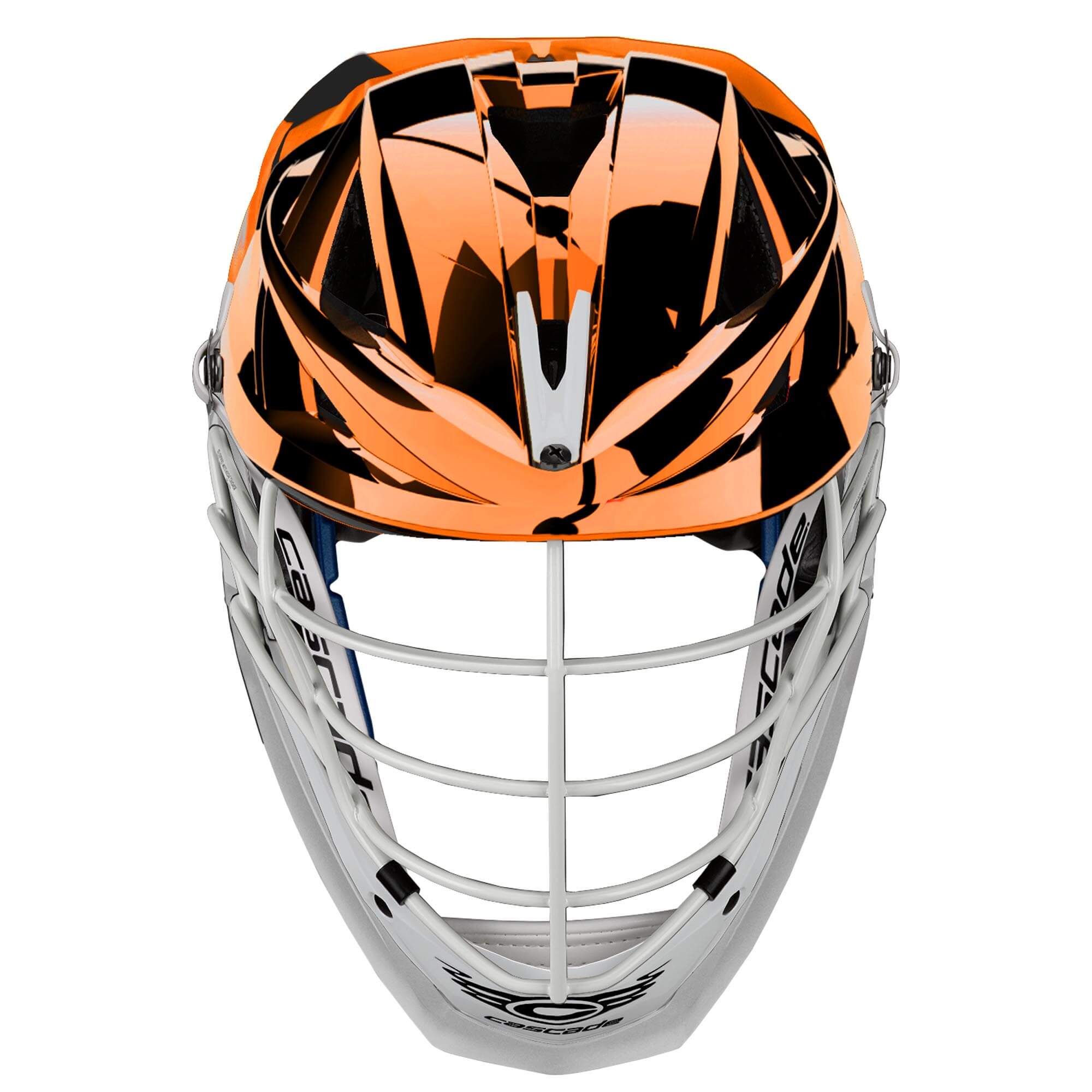 Cascade XRS Pro Helmet - Orange  Chrome Shell - White Mask - White Chin - White Strap | Top String Lacrosse