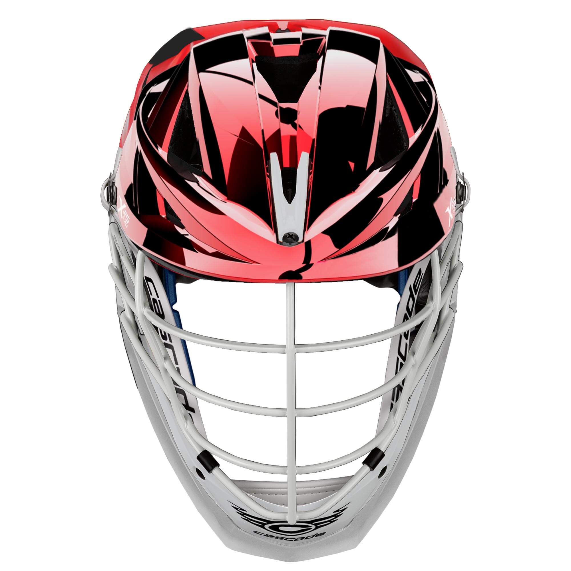 Cascade XRS Pro Helmet - Red Chrome Shell - White Mask - White Chin - White Strap | Top String Lacrosse