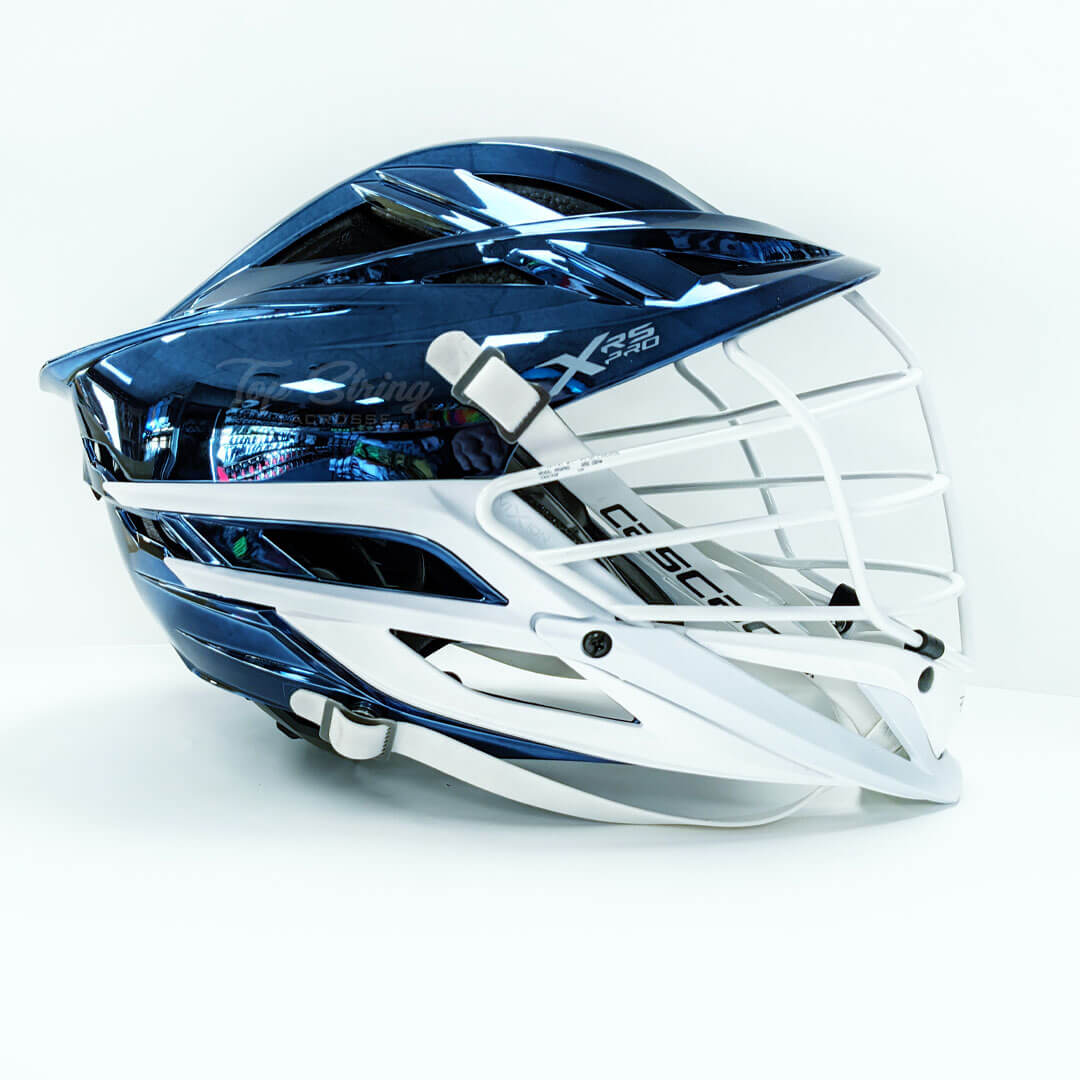 Cascade XRS Pro Helmet - Navy Blue Chrome Shell - White Mask - White Chin - White Strap