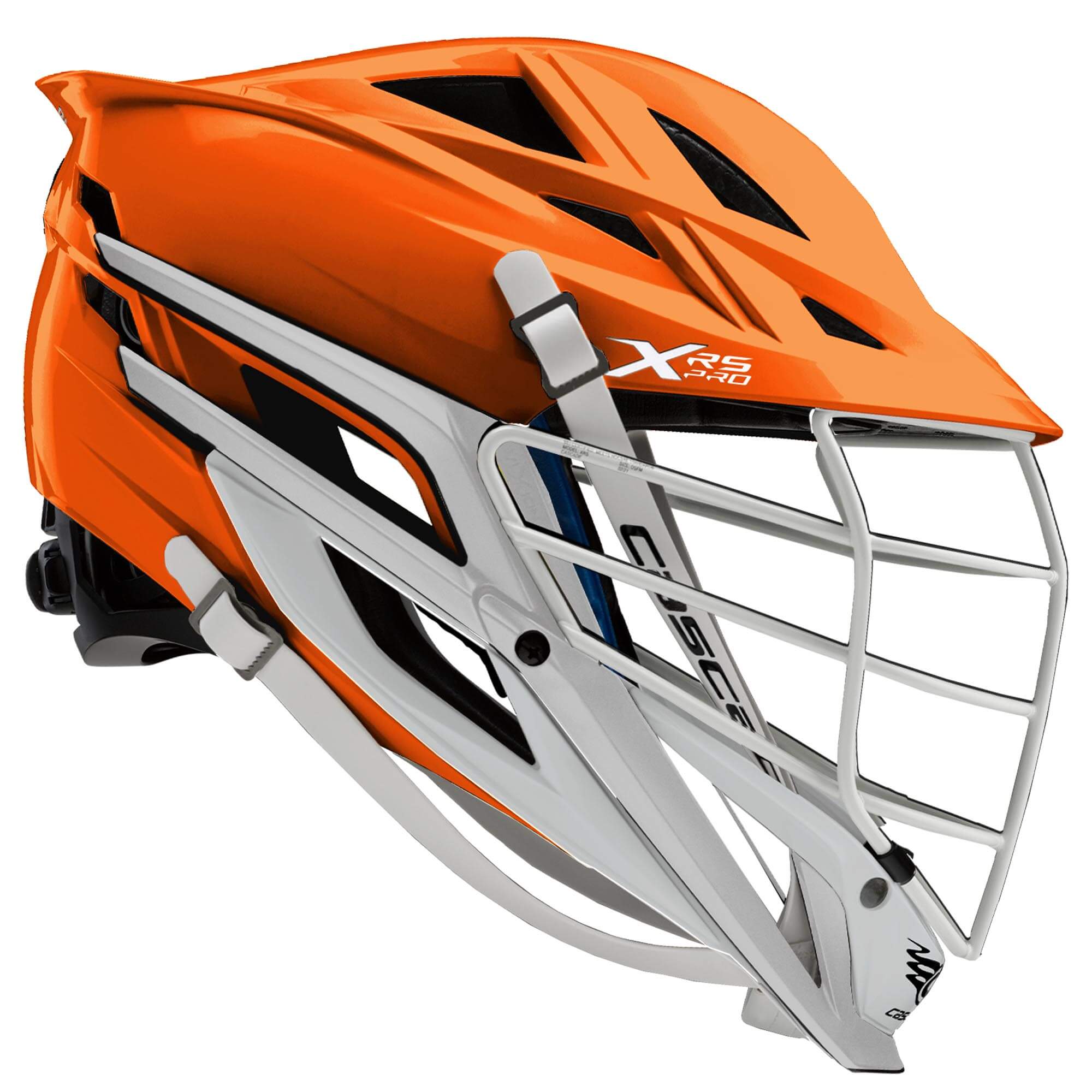 Cascade XRS Pro Helmet - Orange Shell - White Mask - White Strap | Top String Lacrosse