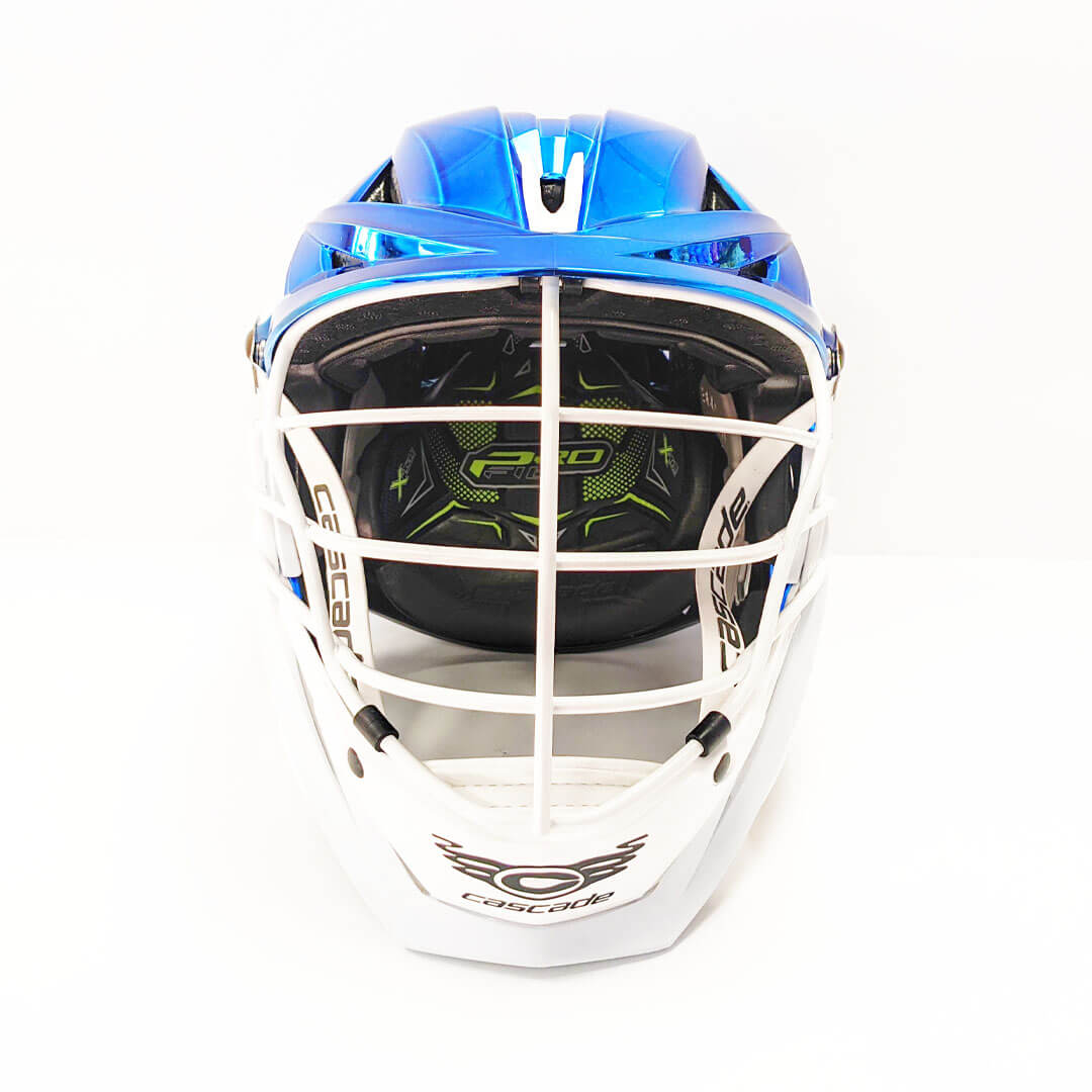 Cascade XRS Pro Helmet - Royal Blue Chrome Shell - White Mask - White Chin - White Strap