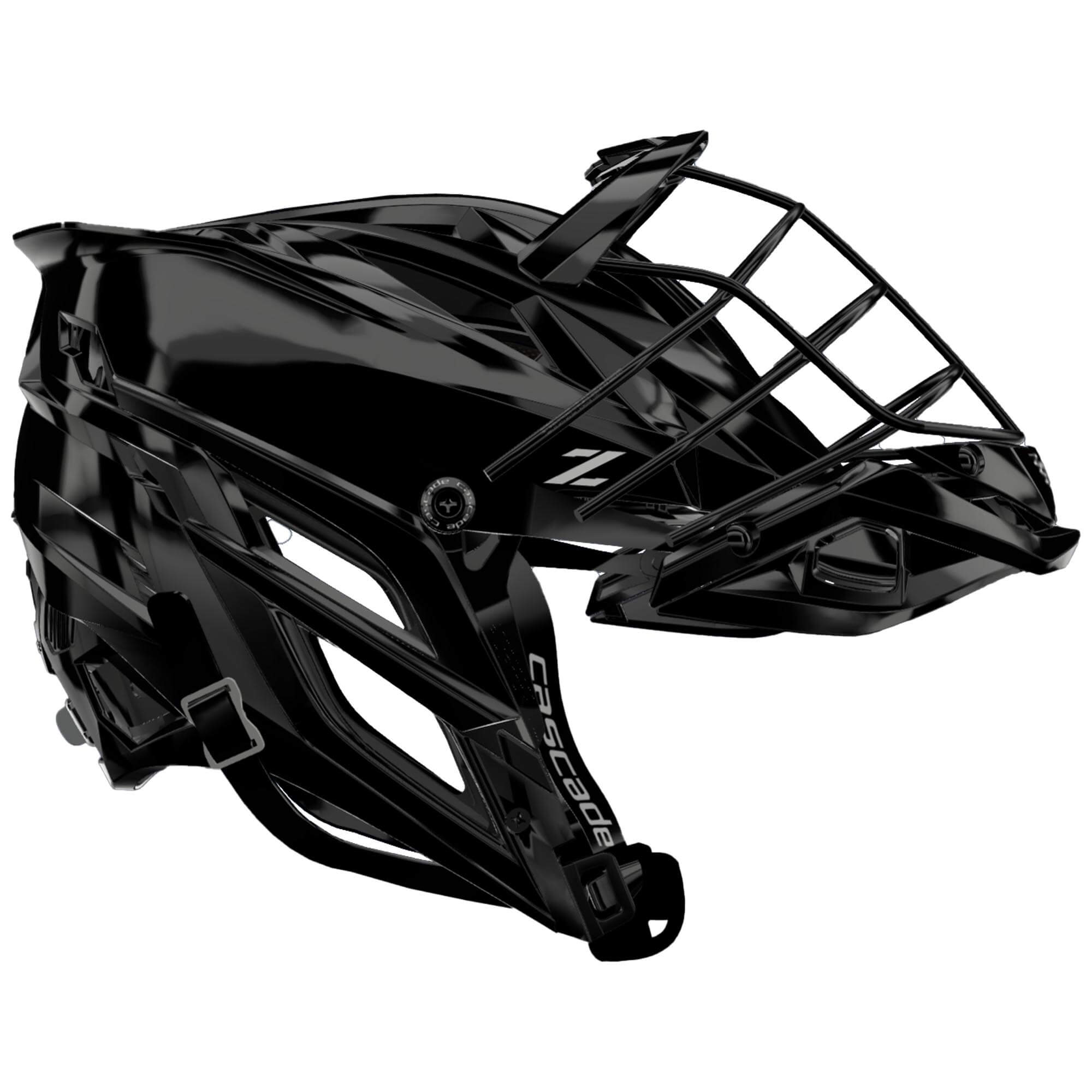 Cascade Z Lacrosse Helmet - Black Gloss Shell - Black Facemask | Top String Lacrosse