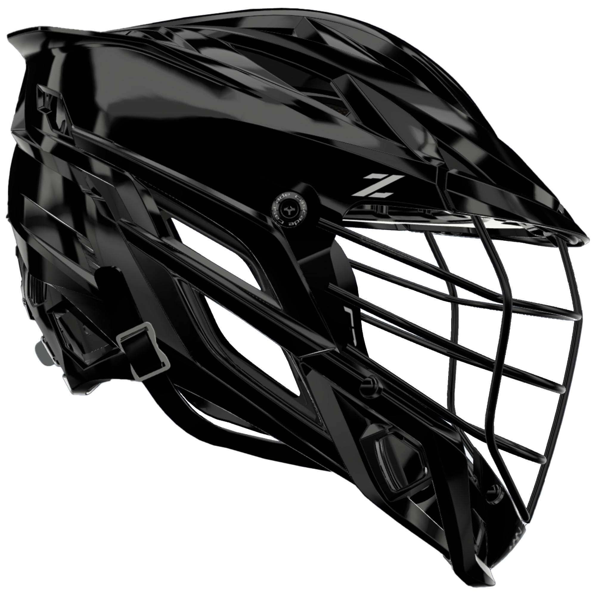 Cascade Z Lacrosse Helmet - Black Gloss Shell - Black Facemask | Top String Lacrosse