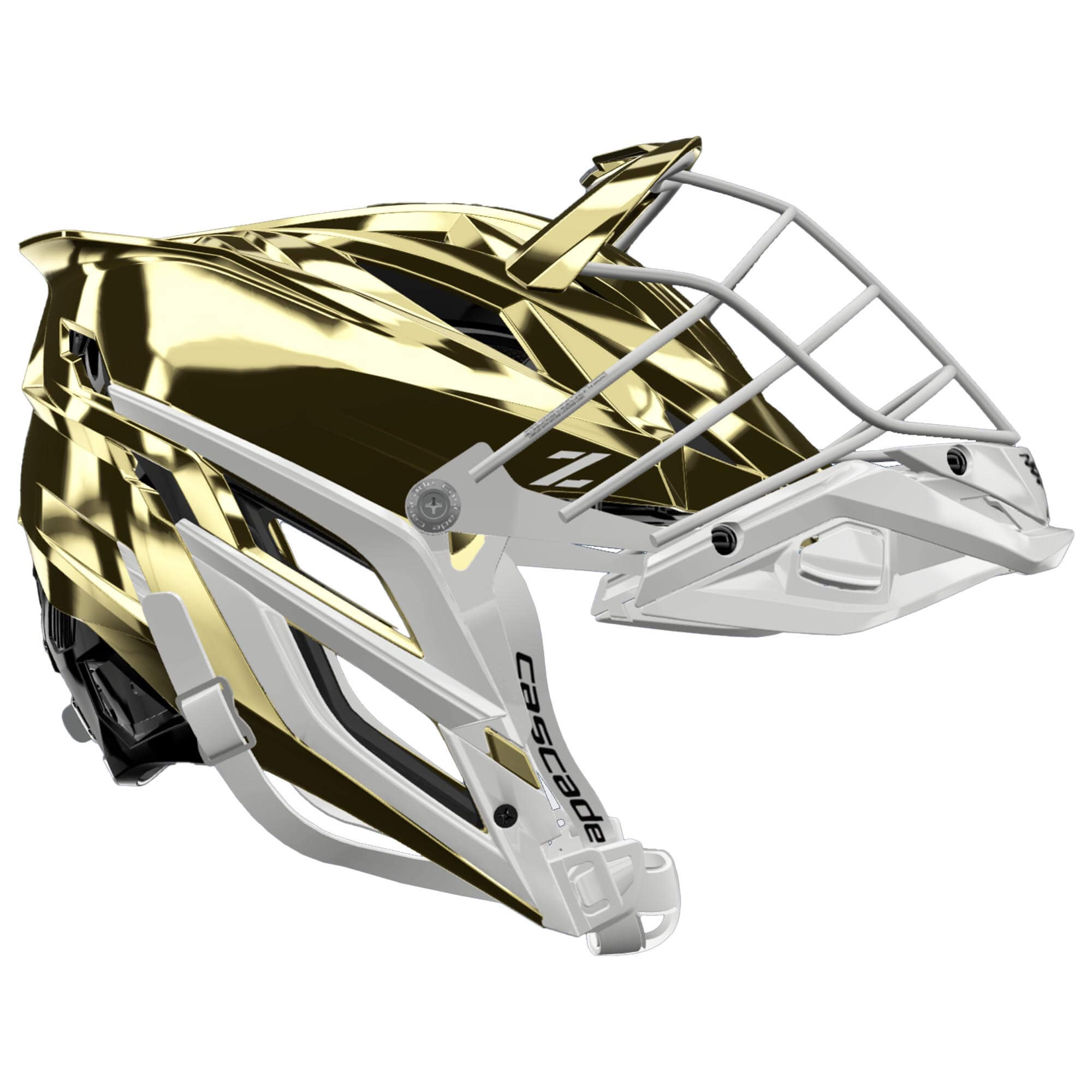 Cascade Z Lacrosse Helmet - Gold Chrome Shell - White Mask - White
