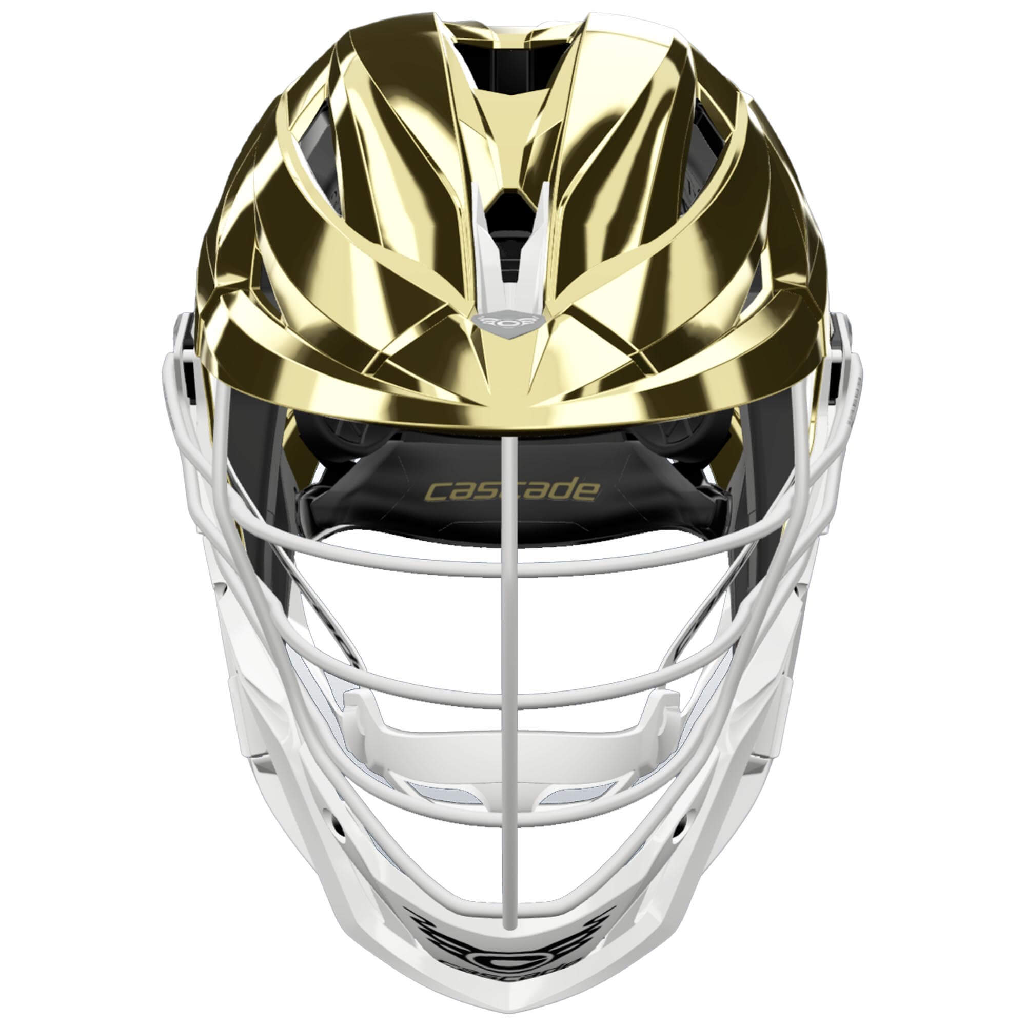 Cascade Z Lacrosse Helmet - Gold Chrome Shell - White Mask - White