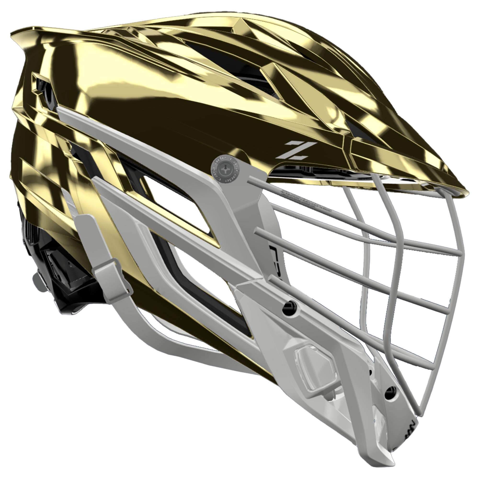 『HAMI 6200 GOLD』 Cascade Z Lacrosse Helmet - Gold Chrome Shell - White Mask - White