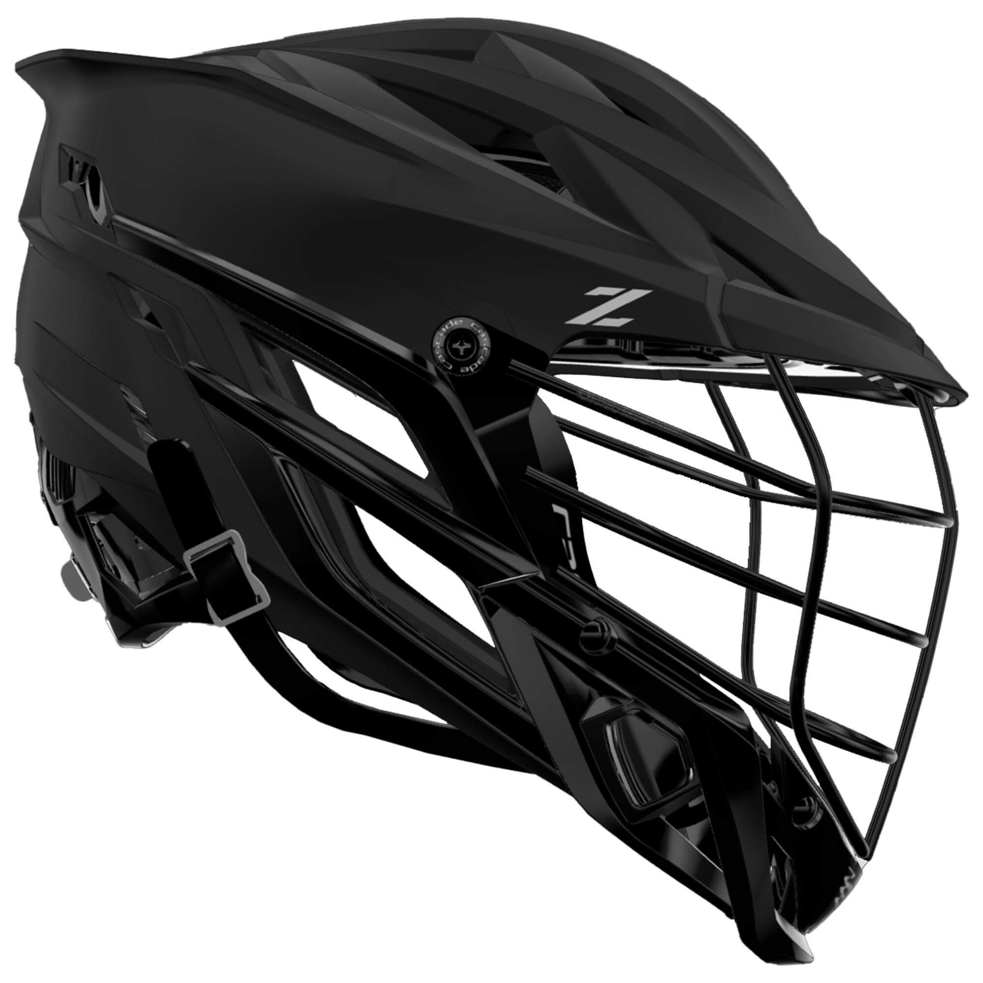 Cascade Z Lacrosse Helmet - Matte Black Shell | Top String Lacrosse