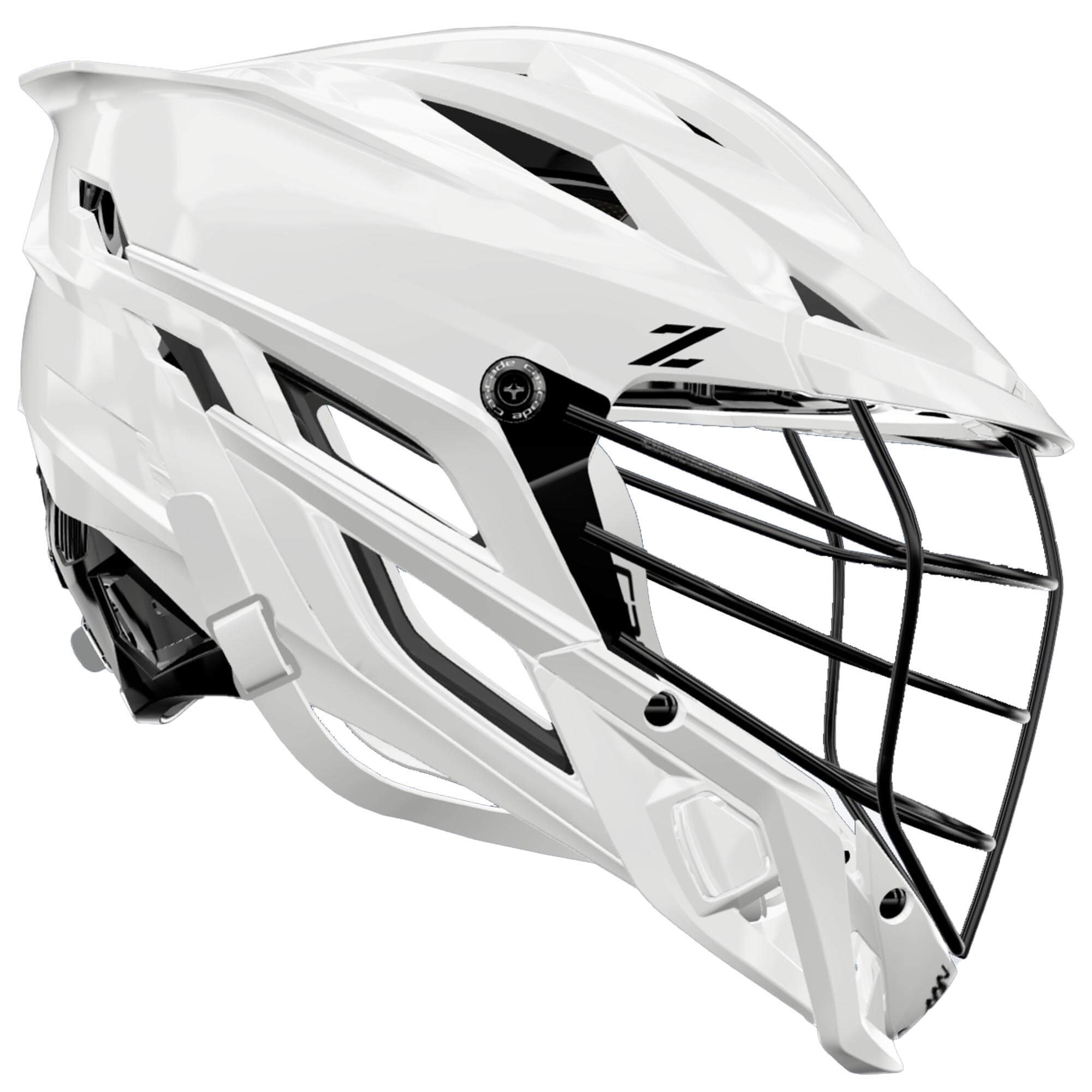 Cascade Z Lacrosse Helmet - White Shell - Black Facemask | Top String Lacrosse