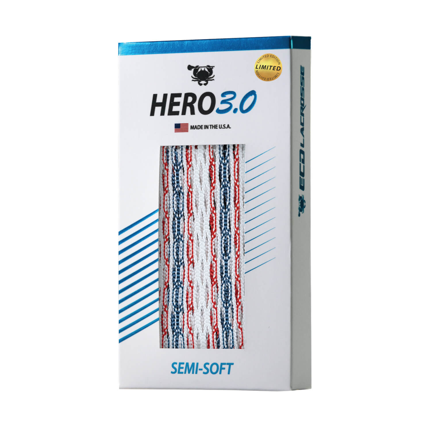 ECD Hero 3.0 USA 2023 Storm Striker LE Semi-Soft Lacrosse Mesh - Top String Lacrosse