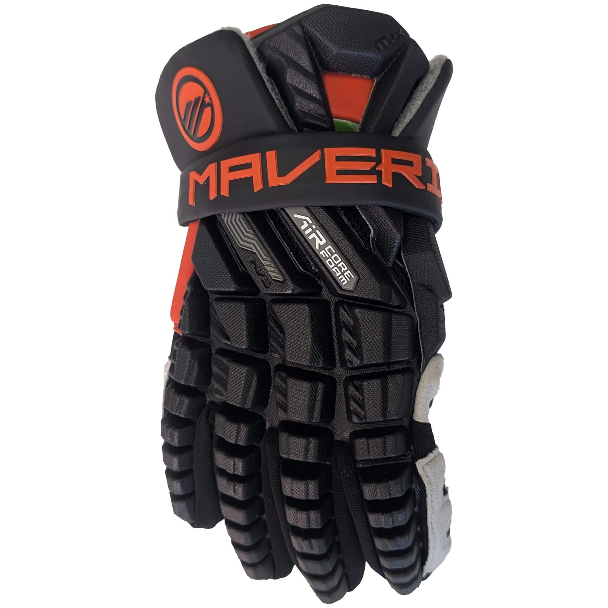 Maverik Max Limited Edition Black Orange Lacrosse Gloves | Top String Lacrosse