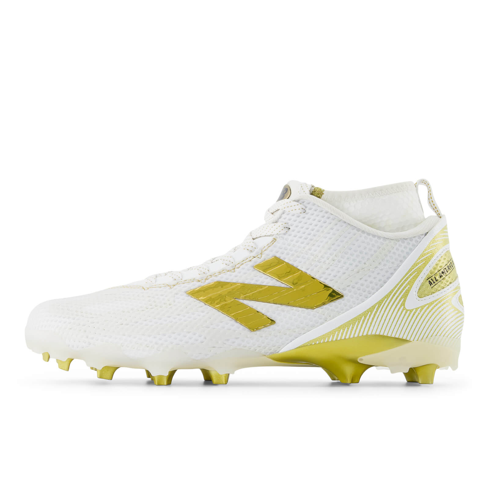 New Balance Freeze 5 Lacrosse Cleats - Limited Edition White - Gold | Top String Lacrosse