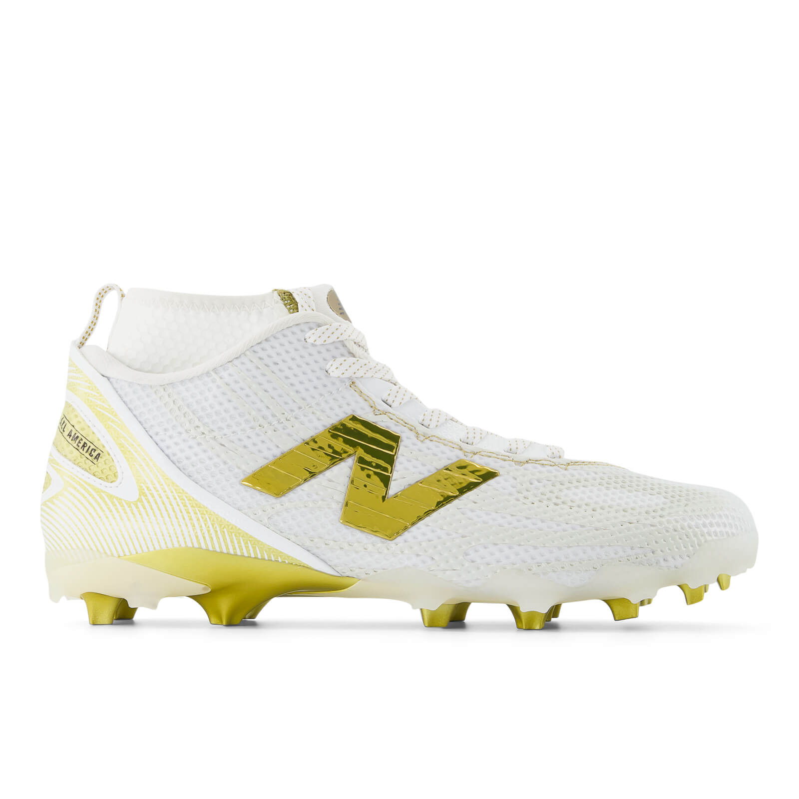 New Balance Freeze 5 Lacrosse Cleats - Limited Edition White - Gold | Top String Lacrosse