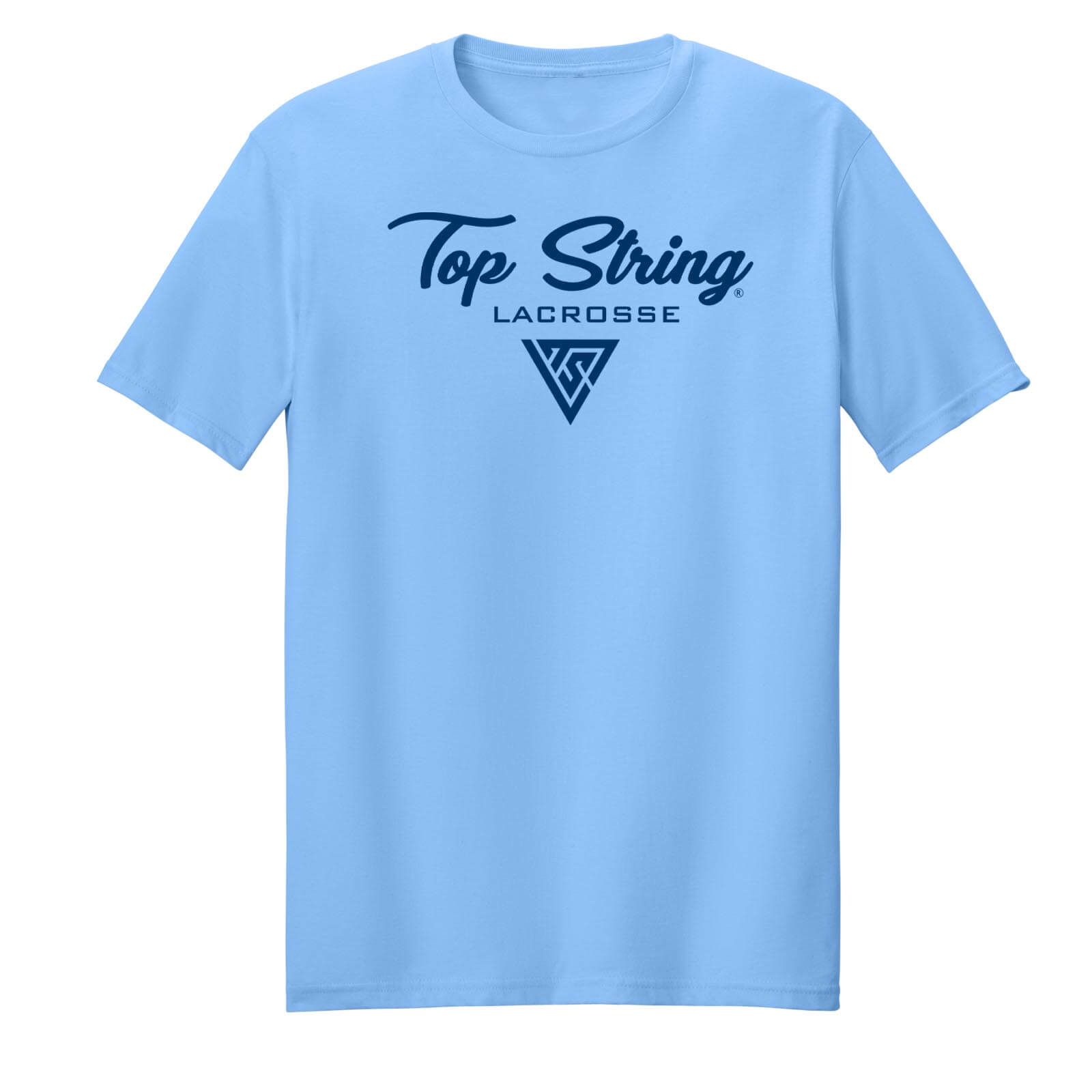 Top String Lacrosse Script 2.0 Logo T-Shirt - Carolina Blue - Navy Blue