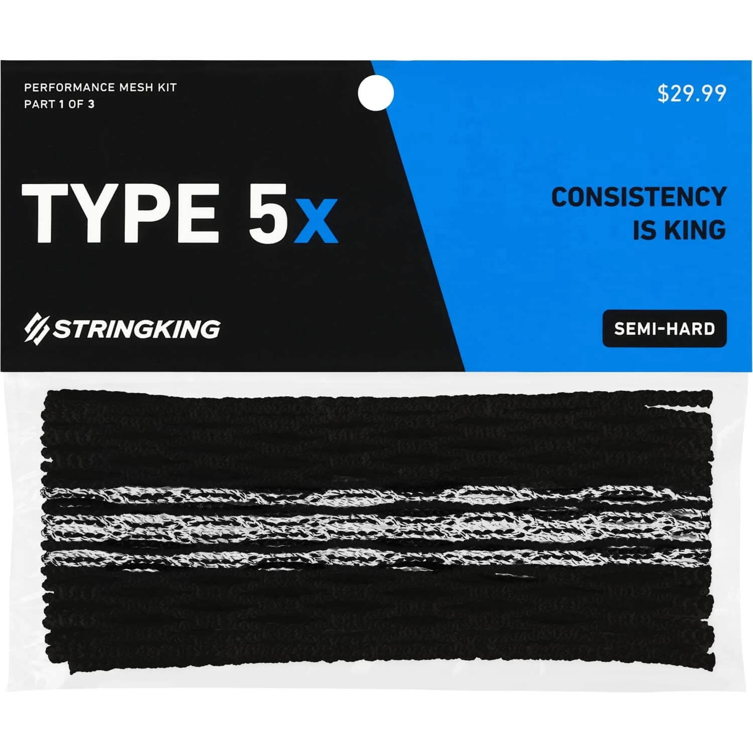 StringKing Type 5x Tracer Lacrosse Mesh - Black and White | Top String Lacrosse