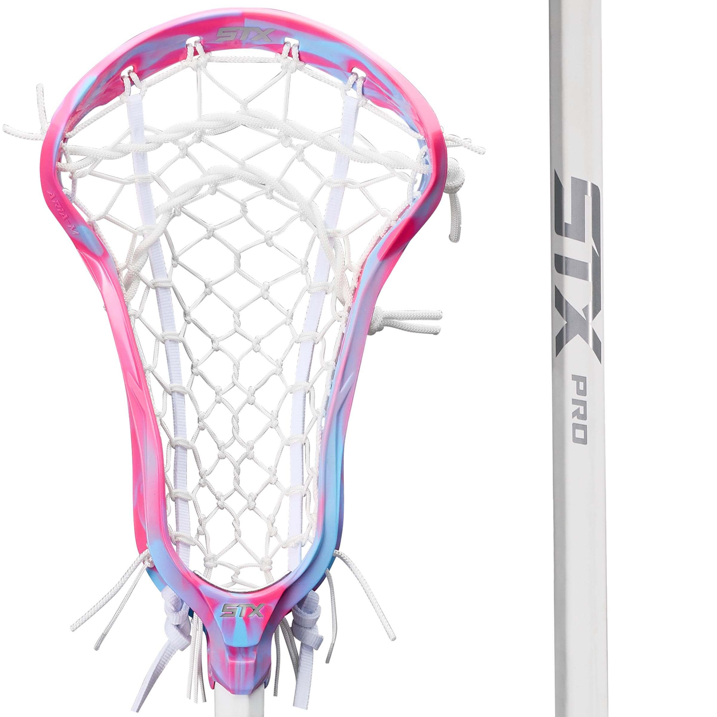 STX Aria Pro-M Cotton Candy 10 Degree Composite Complete Women's Lacrosse Stick | Top String Lacrosse