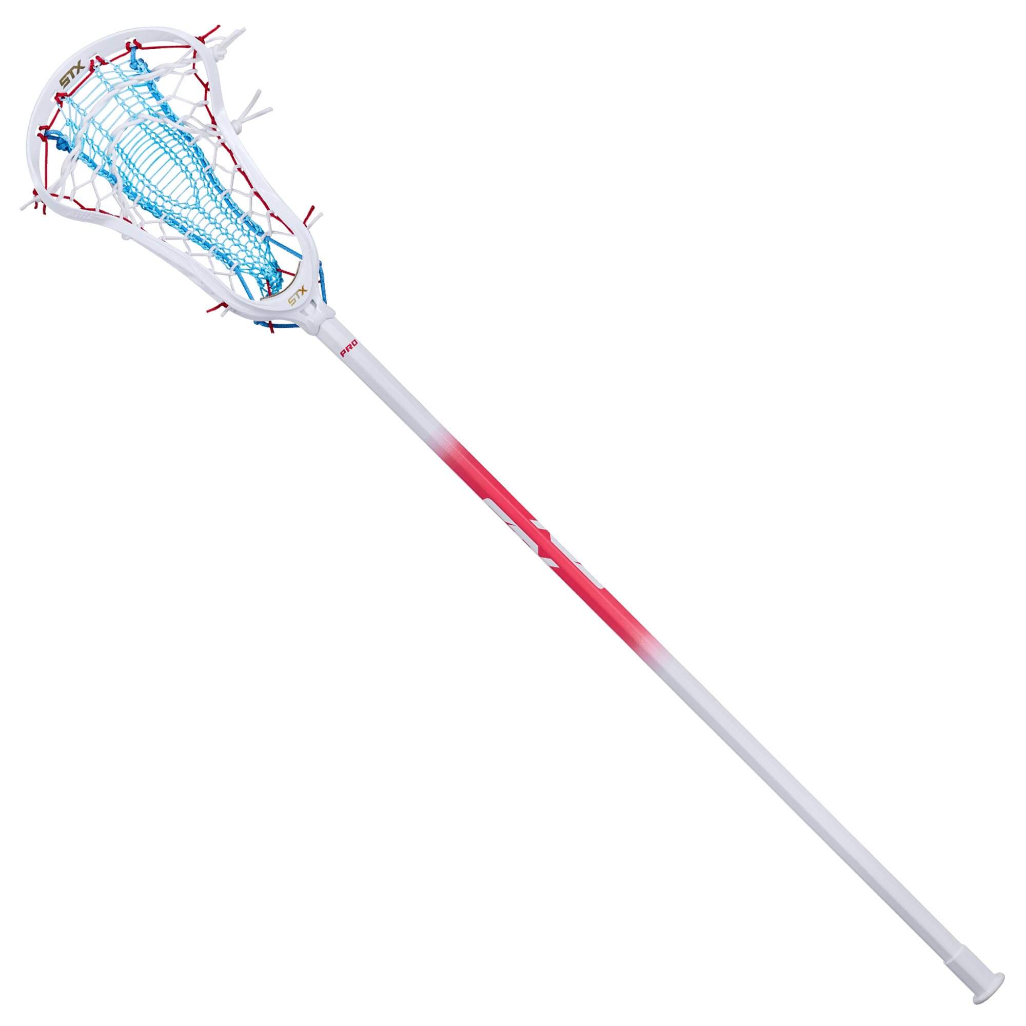 STX Aria Pro Red, White and Blue 10 Degree Composite Complete Women's Lacrosse Stick | Top String Lacrosse