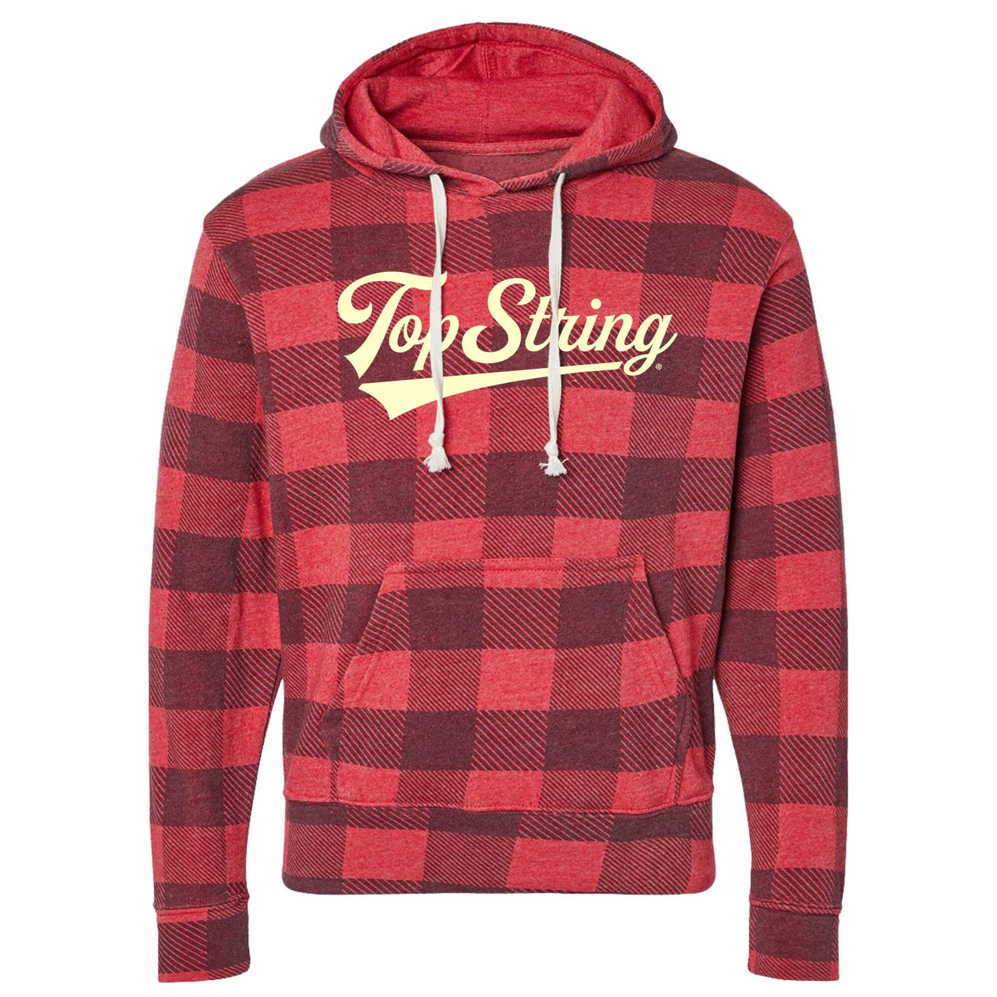 Top String Lacrosse Vintage Logo Red Buffalo Plaid Hoodie