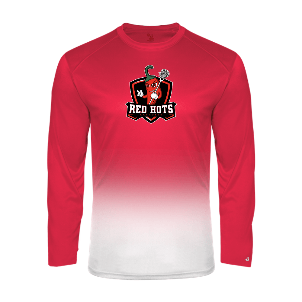 Red Hots Ombre Long Sleeve Performance T-Shirt - Red
