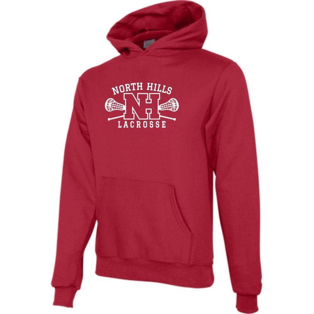 University Lacrosse Champion Youth Powerblend Hooded Sweatshirt - Red