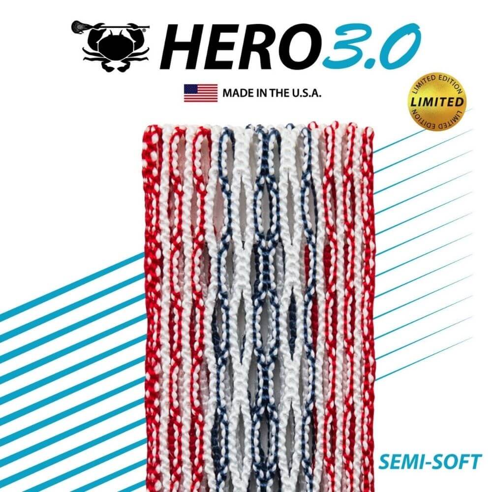ECD Hero 3.0 USA 2021 Storm Striker LE Semi-Soft Lacrosse Mesh - Top String Lacrosse