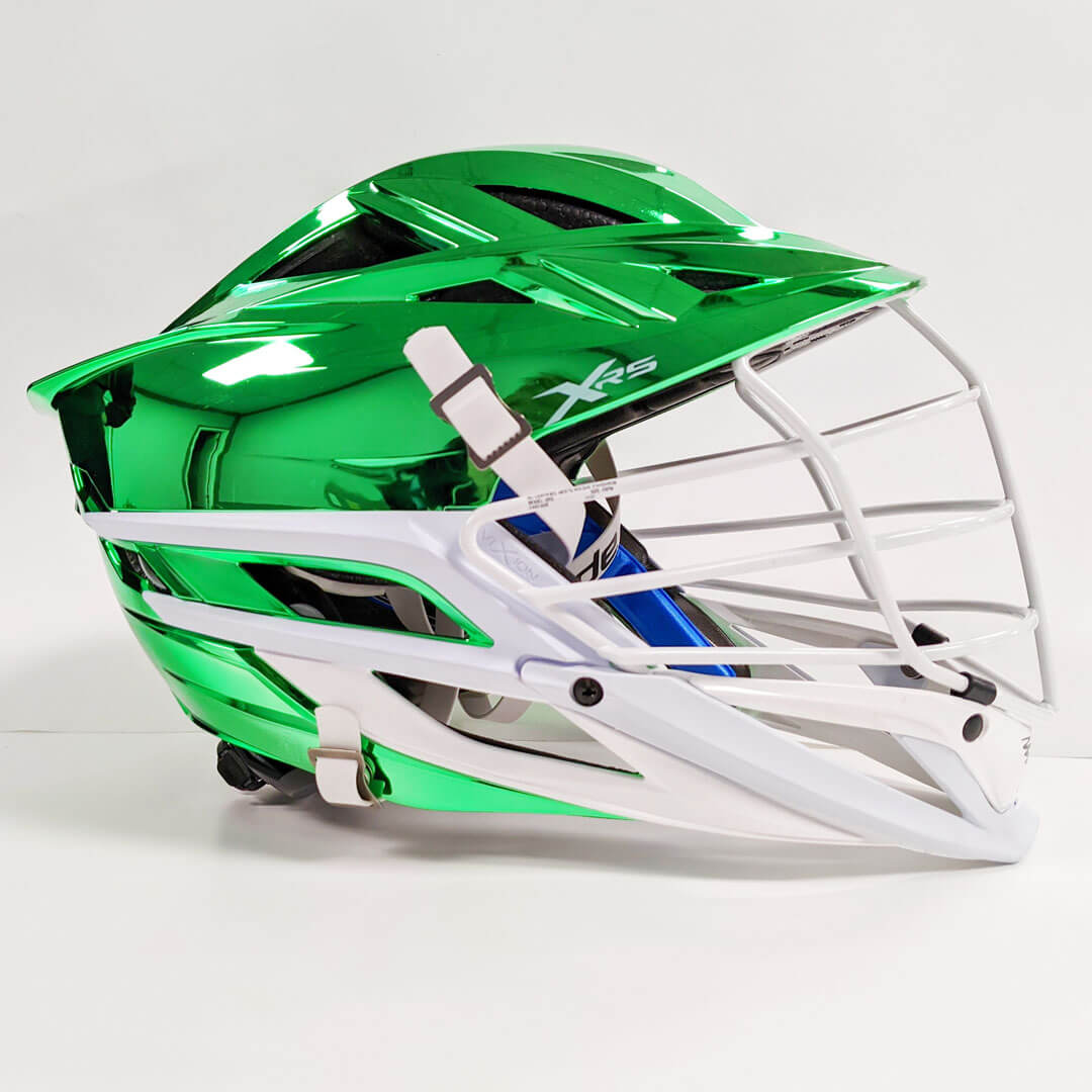 Cascade XRS Helmet - Green Chrome Shell - White Mask - White Chin - White Strap