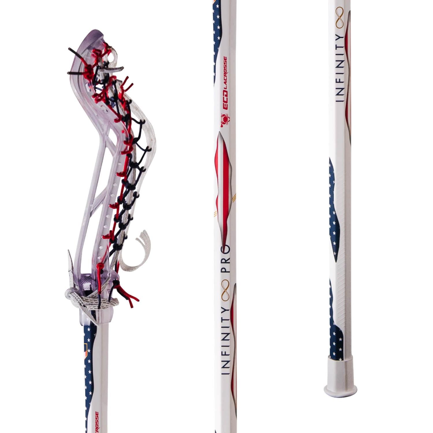 ECD Infinity Pro Clear USA 2022 Infinity Mesh Complete Women's Lacrosse Stick - Top String Lacrosse