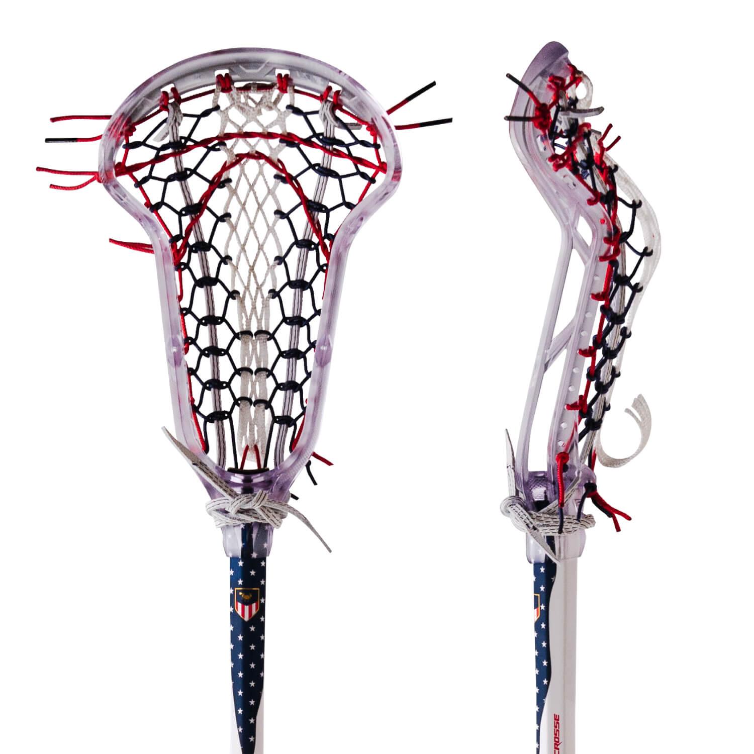 ECD Infinity Pro Clear USA 2022 Infinity Mesh Complete Women's Lacrosse Stick - Top String Lacrosse