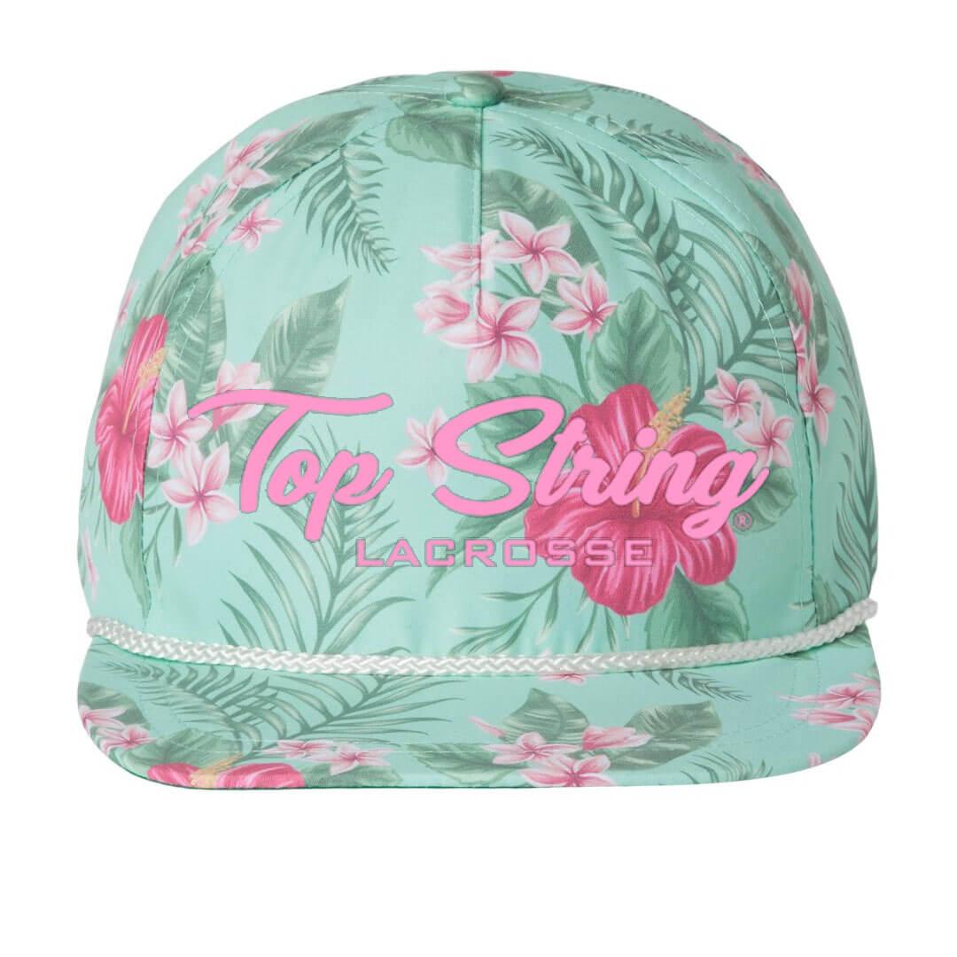 Top String Lacrosse Floral Hat - Pink