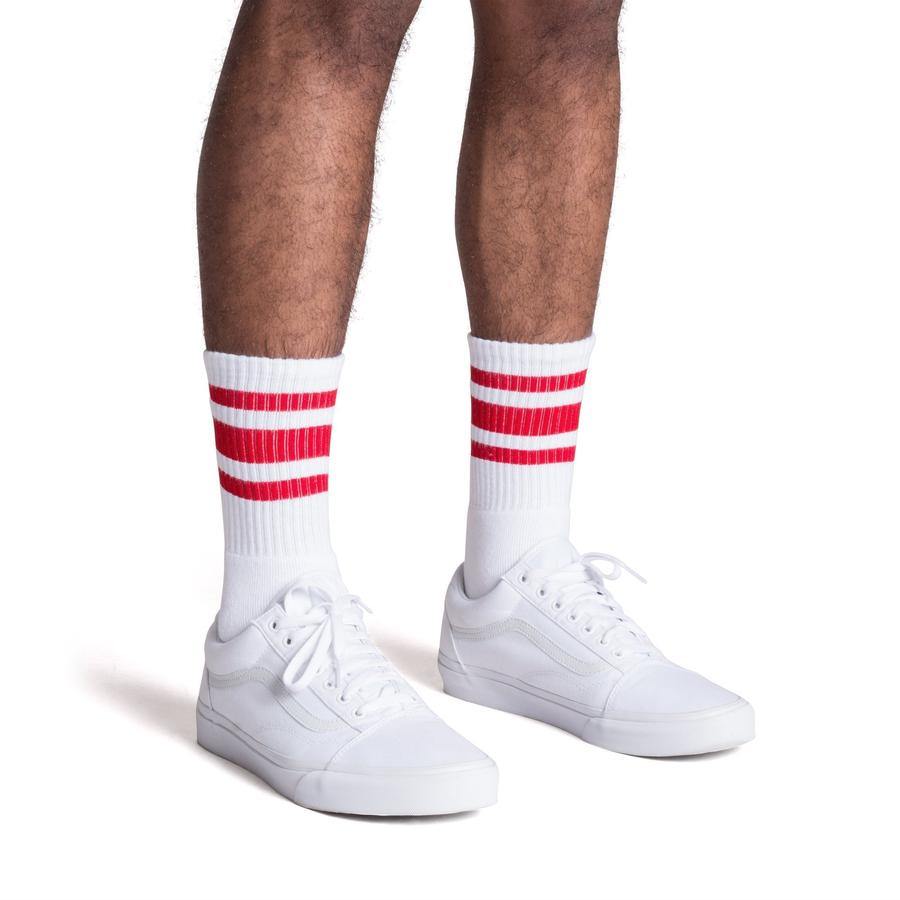 Socco Color Striped White Socks - Top String Lacrosse