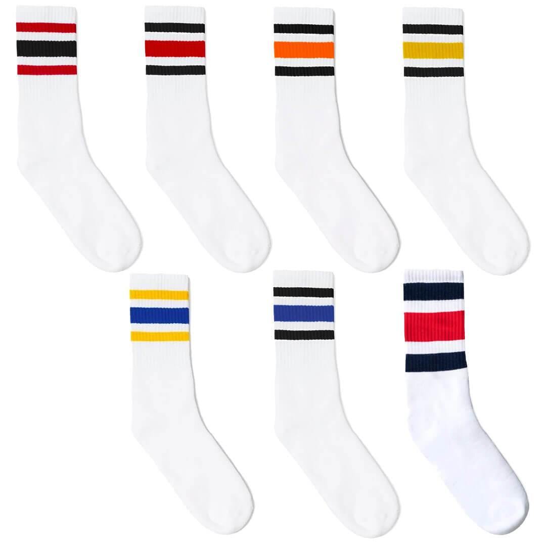 Socco Two Toned Color Striped White Socks - Top String Lacrosse
