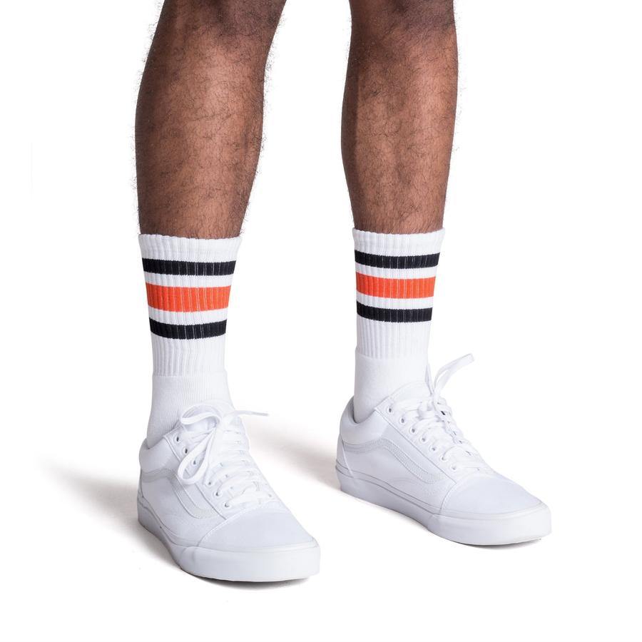 Socco Two Toned Color Striped White Socks - Top String Lacrosse