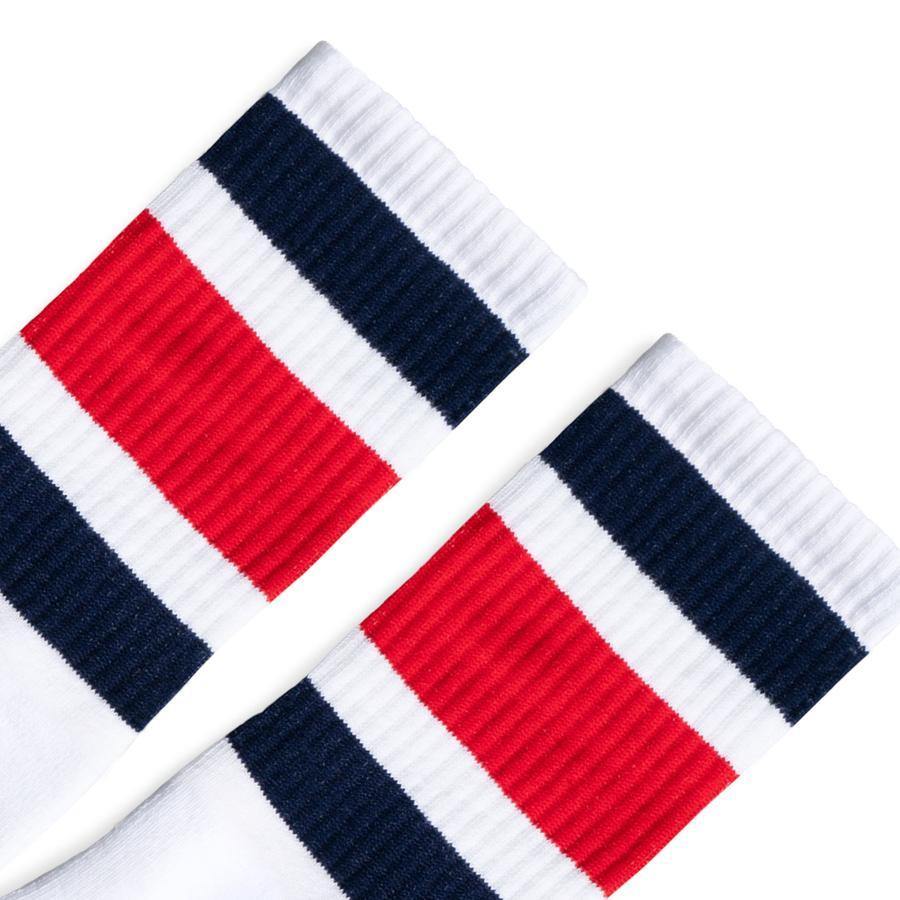 Socco Two Toned Color Striped White Socks - Top String Lacrosse