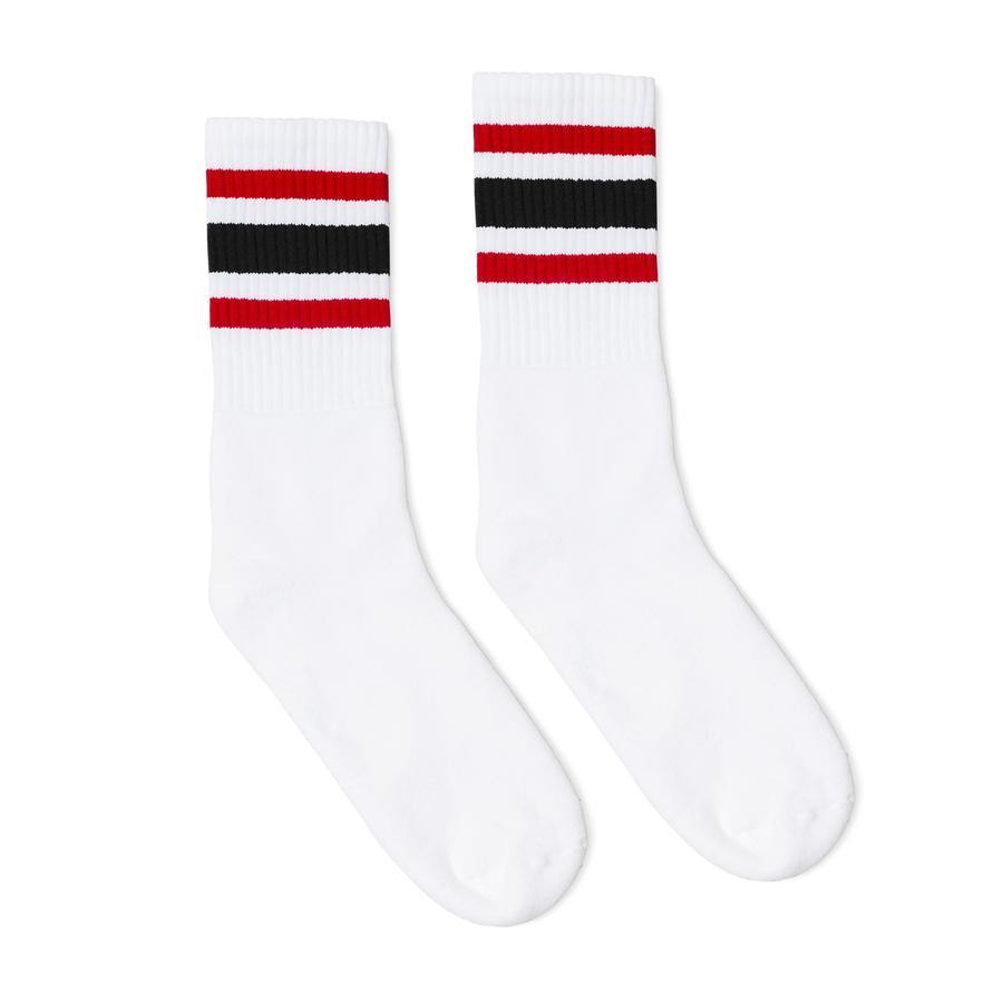 Socco Two Toned Color Striped White Socks - Top String Lacrosse