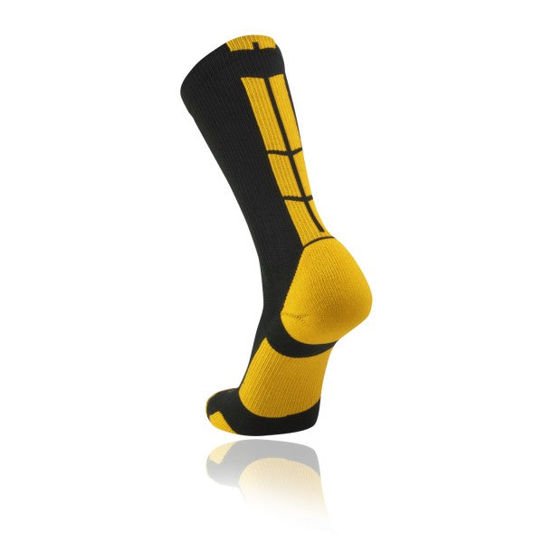 TCK Baseline 3.0 Crew Lacrosse Sock Black Gold Top String Lacrosse